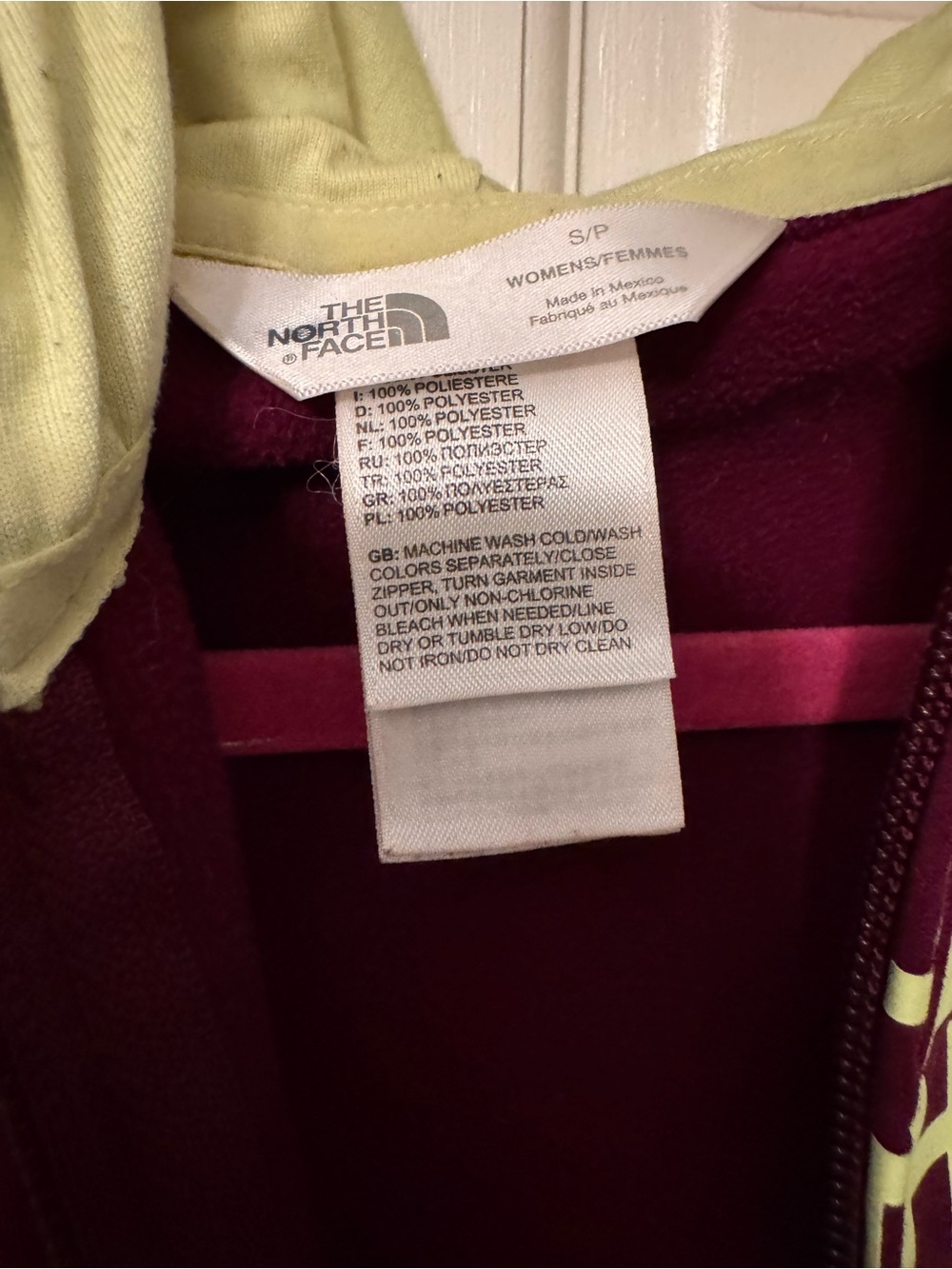 The North Face Girls' Maroon, Gray & Pale Yellow Full-Zip Hoodie - Picture 4 of 5